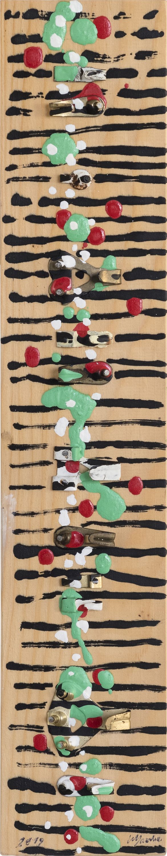 Die Sache hat mehrere Haken
39 x 7 cm
Fundstück, Öl auf Holz
2019