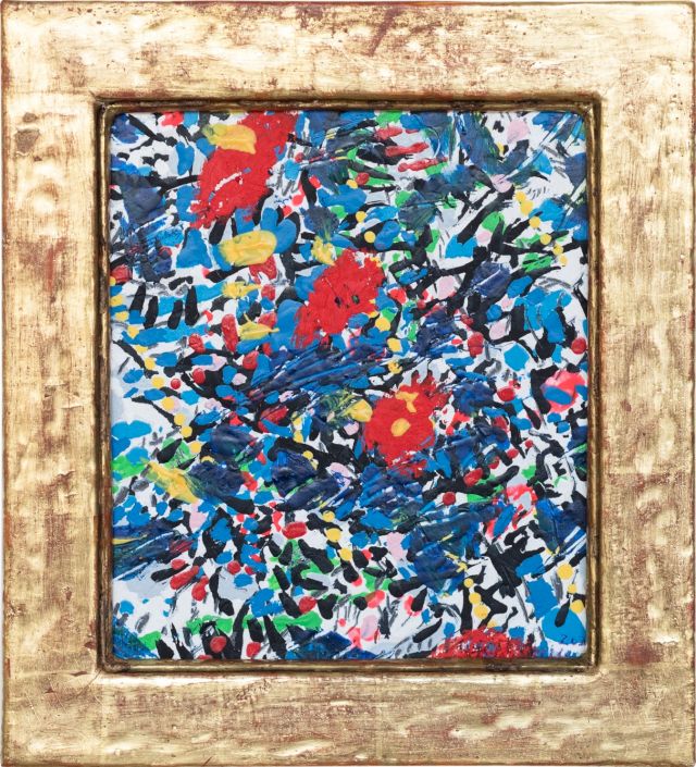 Blumen oder so
14,5 x 13 cm
Öl, Stifte und Acryl auf Holz
2020