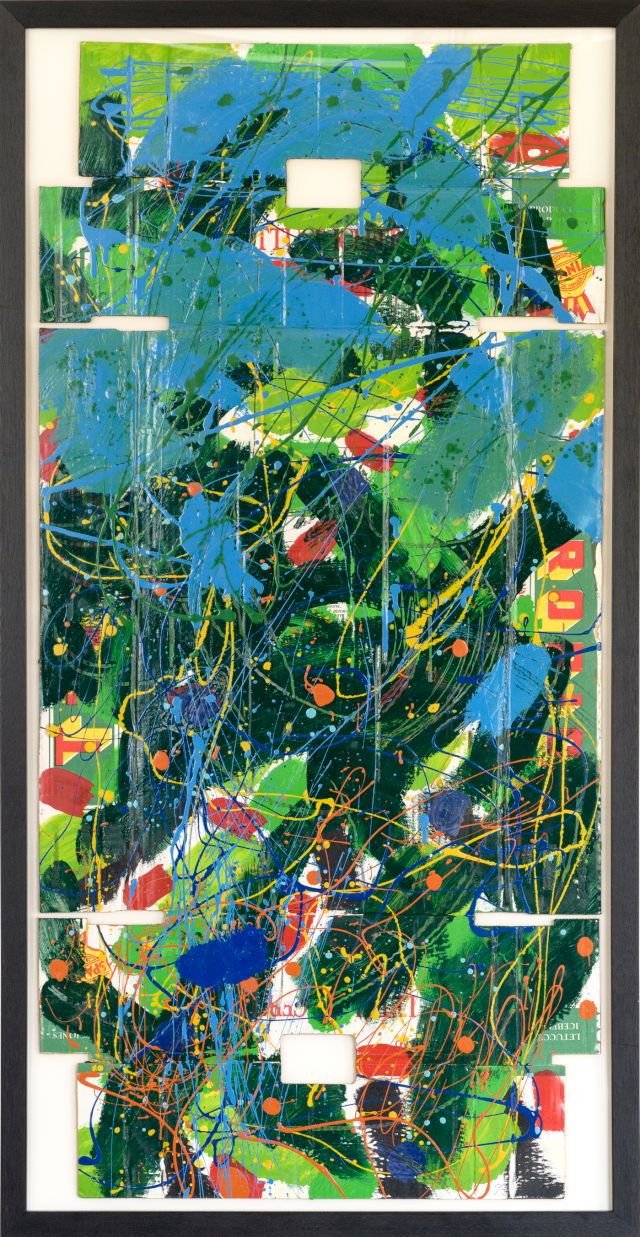 Serie Frisches Gemüse
116 x 56 cm
Übermalung/Lack auf Pappe
1993